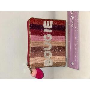 Trendy Small Bougie Beaded Coin Clutch Zippered Pouch